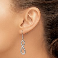 Chisel Stainless Steel Polished Infinity Dangle Shepherd Hook Earrings view 4