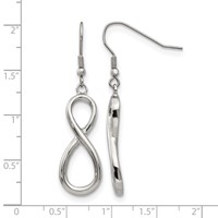 Chisel Stainless Steel Polished Infinity Dangle Shepherd Hook Earrings view 5
