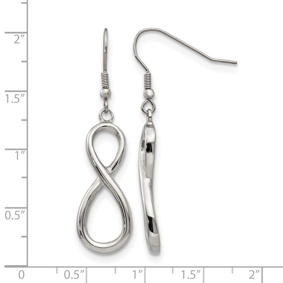 Chisel Stainless Steel Polished Infinity Dangle Shepherd Hook Earrings