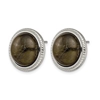 Stainless Steel Polished Labradorite Post Earrings view 3