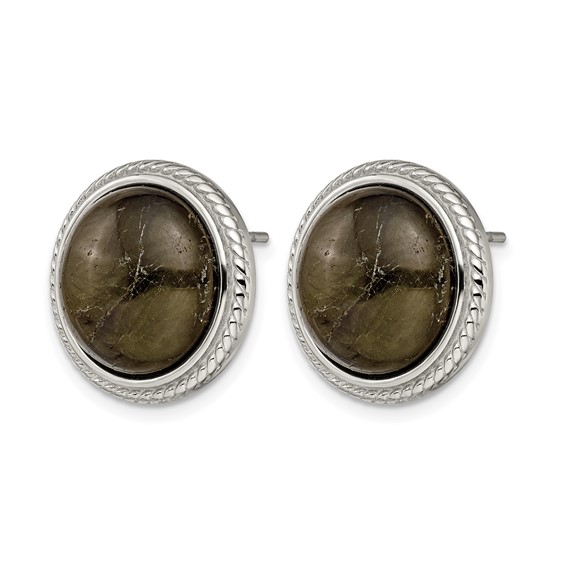 Stainless Steel Polished Labradorite Post Earrings