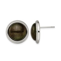Stainless Steel Polished Labradorite Post Earrings view 1