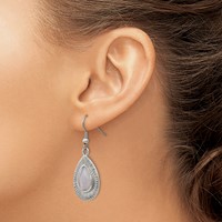 Stainless Steel Polished Grey Cat's Eye Shepherd Hook Earrings view 4