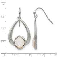 Chisel Stainless Steel Polished and Textured Mother of Pearl Dangle Shepherd Hook Earrings view 5