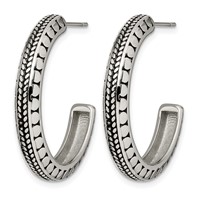Chisel Stainless Steel Antiqued and Polished Post Hoop Earrings view 3