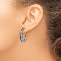 Chisel Stainless Steel Antiqued and Polished Post Hoop Earrings view 4