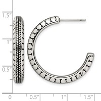 Chisel Stainless Steel Antiqued and Polished Post Hoop Earrings view 5