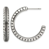Chisel Stainless Steel Antiqued and Polished Post Hoop Earrings view 1