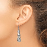 Stainless Steel Polished CZ Square Shepherd Hook Earrings view 4