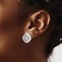 Stainless Steel Polished CZ Square Post Earrings view 4