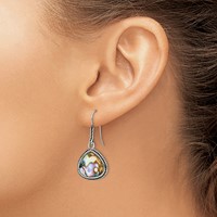 Stainless Steel Antiqued and Polished Imitation Abalone Dangle Earrings view 4