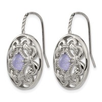 Chisel Stainless Steel Polished Synthetic Purple Calcedony Shepherd Hook Earrings view 3