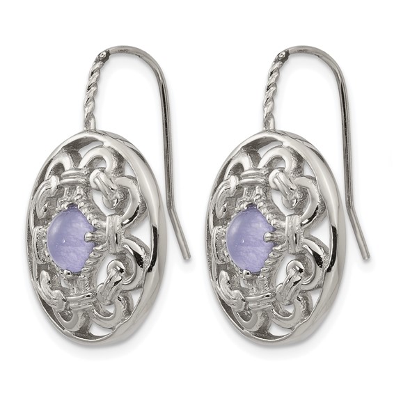 Chisel Stainless Steel Polished Synthetic Purple Calcedony Shepherd Hook Earrings