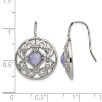 Chisel Stainless Steel Polished Synthetic Purple Calcedony Shepherd Hook Earrings view 5