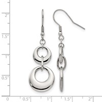 Chisel Stainless Steel Polished Circles Dangle Shepherd Hook Earrings view 5