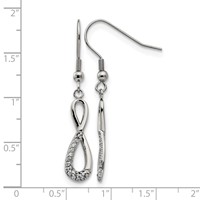 Chisel Stainless Steel Polished Earrings with CZ Infinity Dangle Shepherd Hook view 5