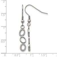 Stainless Steel Polished Earrings with CZ Oval Dangle Shepherd Hook view 5