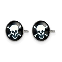 Chisel Stainless Steel Polished Skull Epoxy Post Earrings view 3