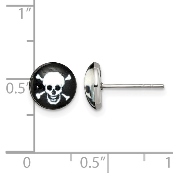 Chisel Stainless Steel Polished Skull Epoxy Post Earrings