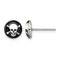 Chisel Stainless Steel Polished Skull Epoxy Post Earrings view 1