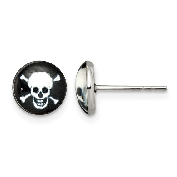 Chisel Stainless Steel Polished Skull Epoxy Post Earrings