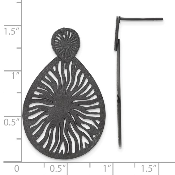 Stainless Steel Black IP-plated Laser Cut Starburst Post Dangle Earrings