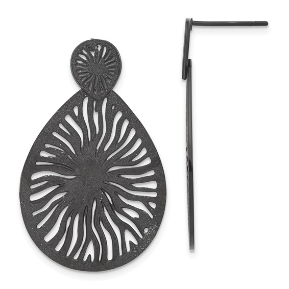 Stainless Steel Black IP-plated Laser Cut Starburst Post Dangle Earrings