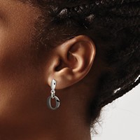 Chisel Stainless Steel Polished Earrings with Black Ceramic Post Dangle view 4