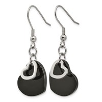 Chisel Stainless Steel Polished Black IP-plated Heart Dangle Earrings view 3