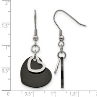 Chisel Stainless Steel Polished Black IP-plated Heart Dangle Earrings view 5