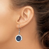 Stainless Steel Polished with Blue Druzy Dangle Shepherd Hook Earrings view 4