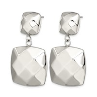 Stainless Steel Polished Hollow Squares Post Dangle Earrings view 3