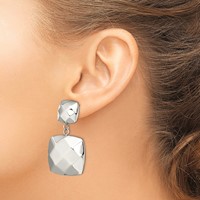 Stainless Steel Polished Hollow Squares Post Dangle Earrings view 4