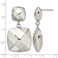 Stainless Steel Polished Hollow Squares Post Dangle Earrings view 5