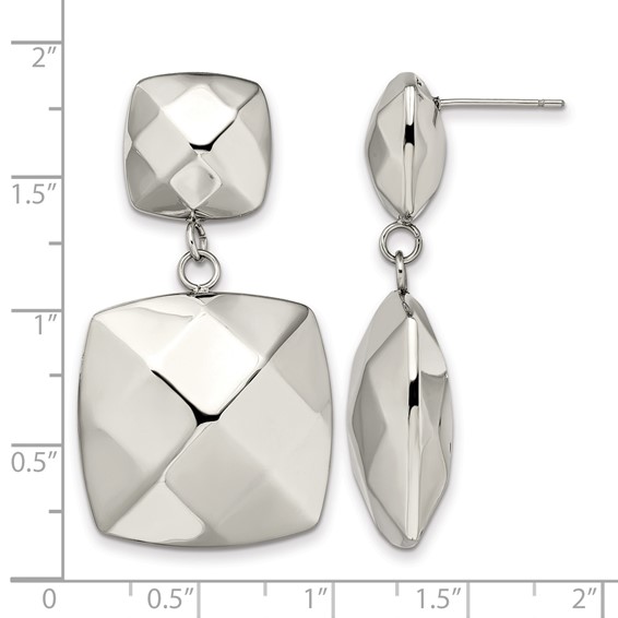Stainless Steel Polished Hollow Squares Post Dangle Earrings