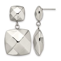 Stainless Steel Polished Hollow Squares Post Dangle Earrings view 1