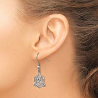 Chisel Stainless Steel Polished Heart Trinity Knot Dangle Shepherd Hook Earrings view 4