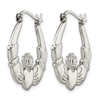 Chisel Stainless Steel Polished Claddagh Hoop Earrings view 3