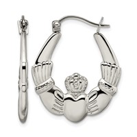 Chisel Stainless Steel Polished Claddagh Hoop Earrings view 1