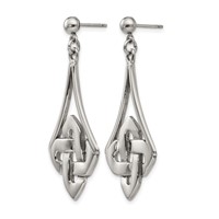 Stainless Steel Polished Celtic Post Dangle Earrings view 3
