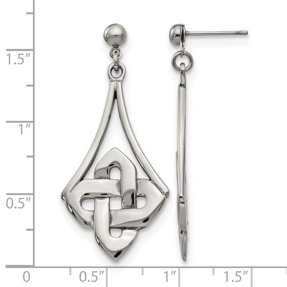 Stainless Steel Polished Celtic Post Dangle Earrings