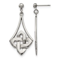 Stainless Steel Polished Celtic Post Dangle Earrings view 1