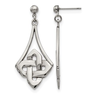 Stainless Steel Polished Celtic Post Dangle Earrings
