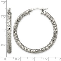 Chisel Stainless Steel Polished and Textured Hollow Hoop Earrings view 5