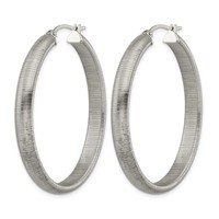 Chisel Stainless Steel Polished and Textured Oval Hoop Earrings view 3