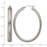 Chisel Stainless Steel Polished and Textured Oval Hoop Earrings view 5