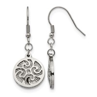 Stainless Steel Polished Textured Shepherd Hook Dangle Earrings view 1