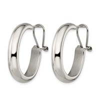 Chisel Stainless Steel Polished Omega Back Hoop Earrings view 3