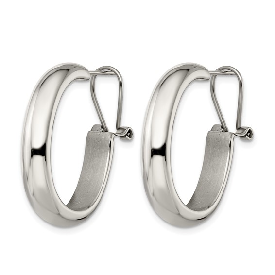 Chisel Stainless Steel Polished Omega Back Hoop Earrings