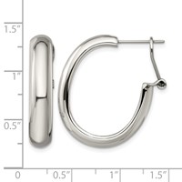 Chisel Stainless Steel Polished Omega Back Hoop Earrings view 5